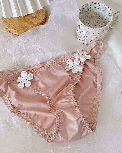 Silky embroidered floral low waist women's briefs, Pure Desire Underwear.