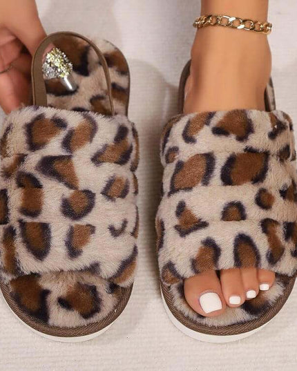 Leopard Open Toe Slippers - Plush Fashion Shop #