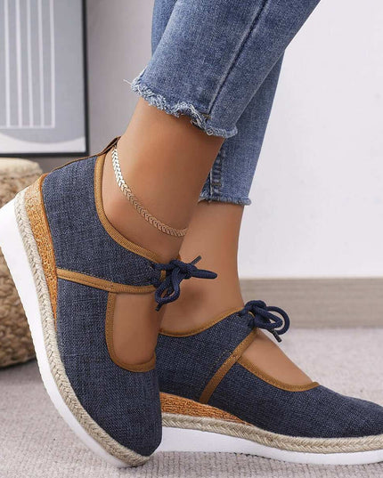 Tied Cutout Wedge Slip-Ons - Plush Fashion Shop #