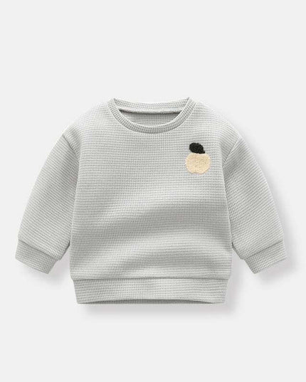 Boys' fashion simple waffle top in light gray with minimal design.