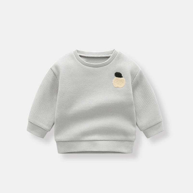 Boys' fashion simple waffle top in light gray with minimal design.