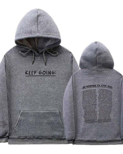 Printing Sweatshirt - Letter Printing Long-sleeved Drawstring Hooded Sweatshirt With PocketsWomens - Plush Fashion Shop #