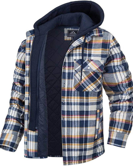 Men's Thick Padded Long Sleeves Loose Plaid - Plush Fashion Shop #