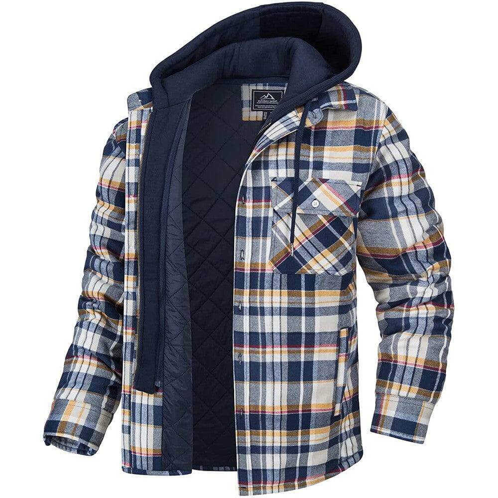 Men's Thick Padded Long Sleeves Loose Plaid - Plush Fashion Shop #