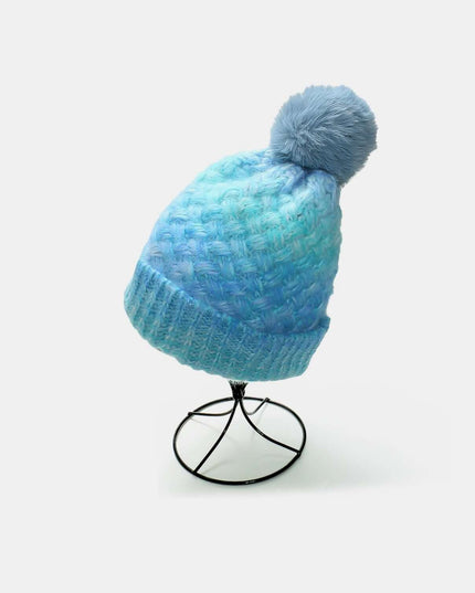 Gradient Knit Hat with Pompom - Plush Fashion Shop #