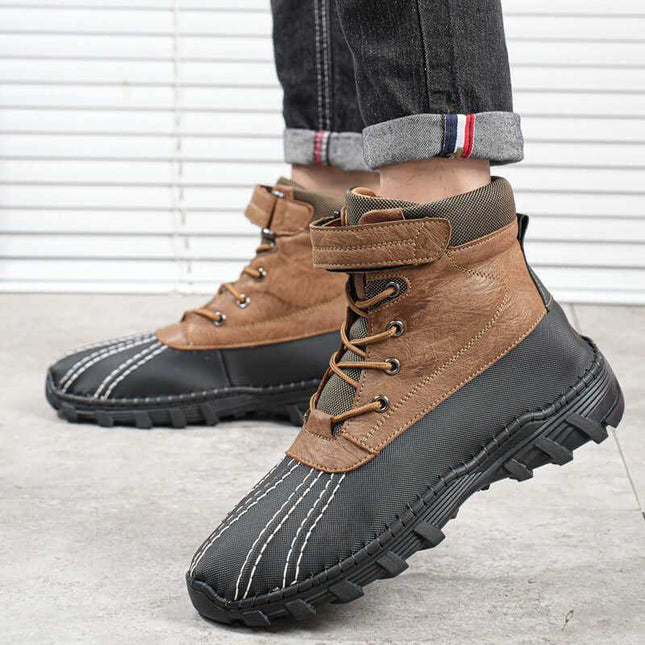 Winter Fleece Lace-up Snow Boots For Men & Women Waterproof And Anti-slip Outdoor Work Boot - Plush Fashion Shop #