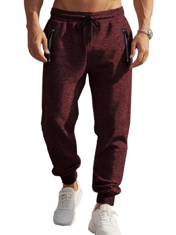 Men's sports casual cationic zipper cuffs slim fit sweatpants - Plush Fashion Shop #