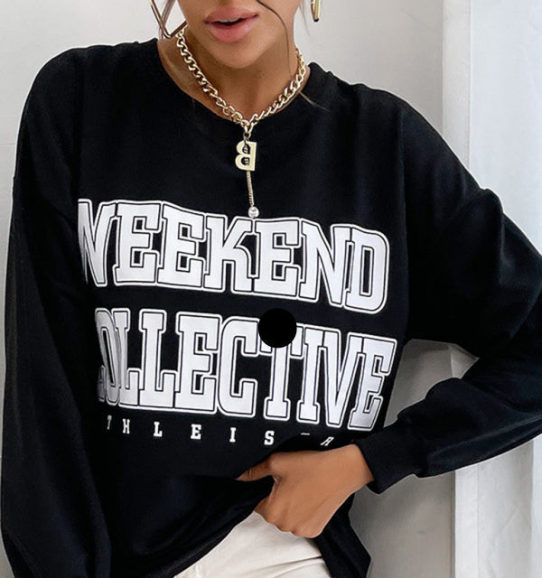 Women Casual Letter Print Hoodie Sweatshirt - Plush Fashion Shop #