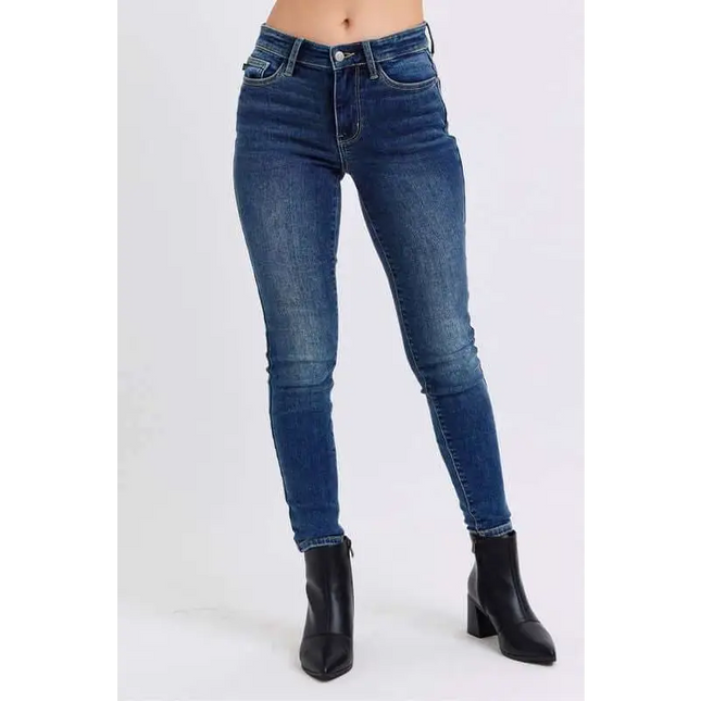 Judy Blue Blue Denim Skinny Jeans featuring a stylish fit at Plush Fashion Shop