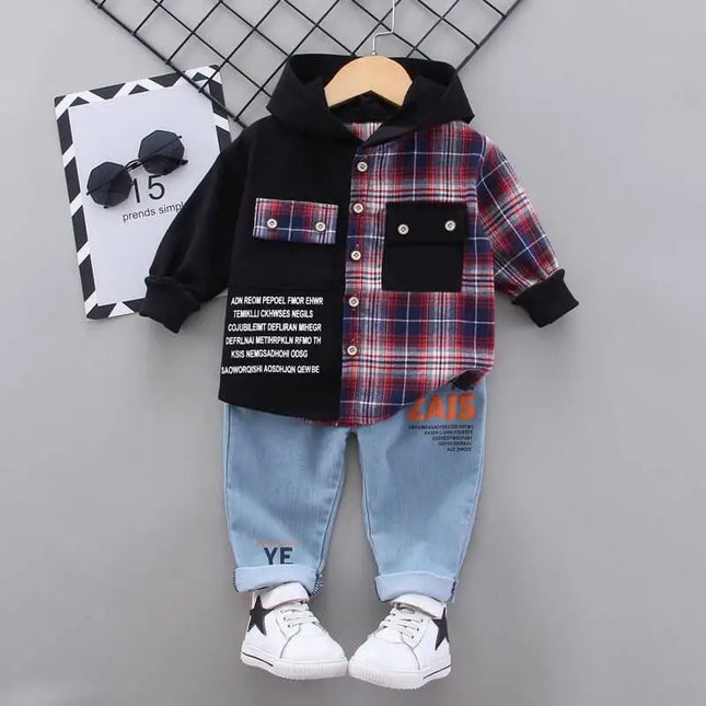 Two-piece Autumn Plaid Shirt - Plush Fashion Shop #