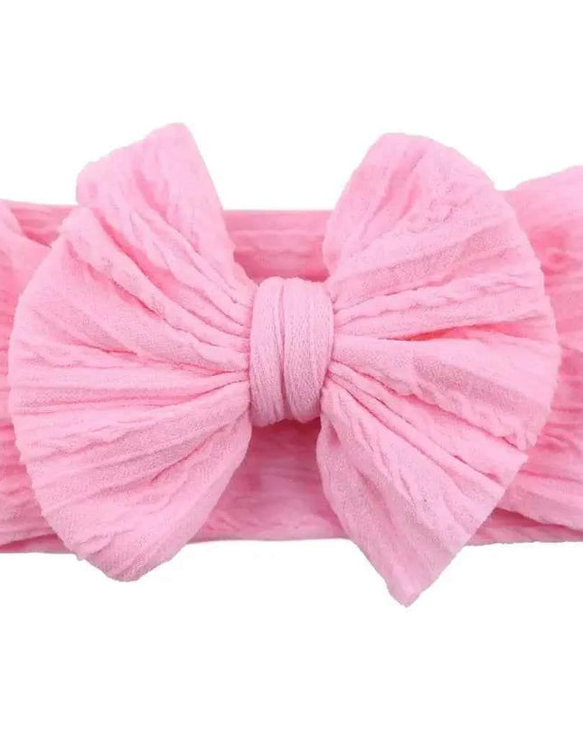 Newborn Solid Cable Baby Bow Headband for Child - Plush Fashion Shop #