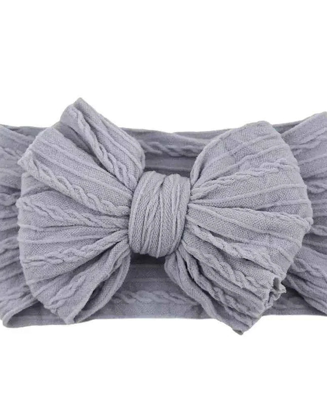 Newborn Solid Cable Baby Bow Headband for Child - Plush Fashion Shop #