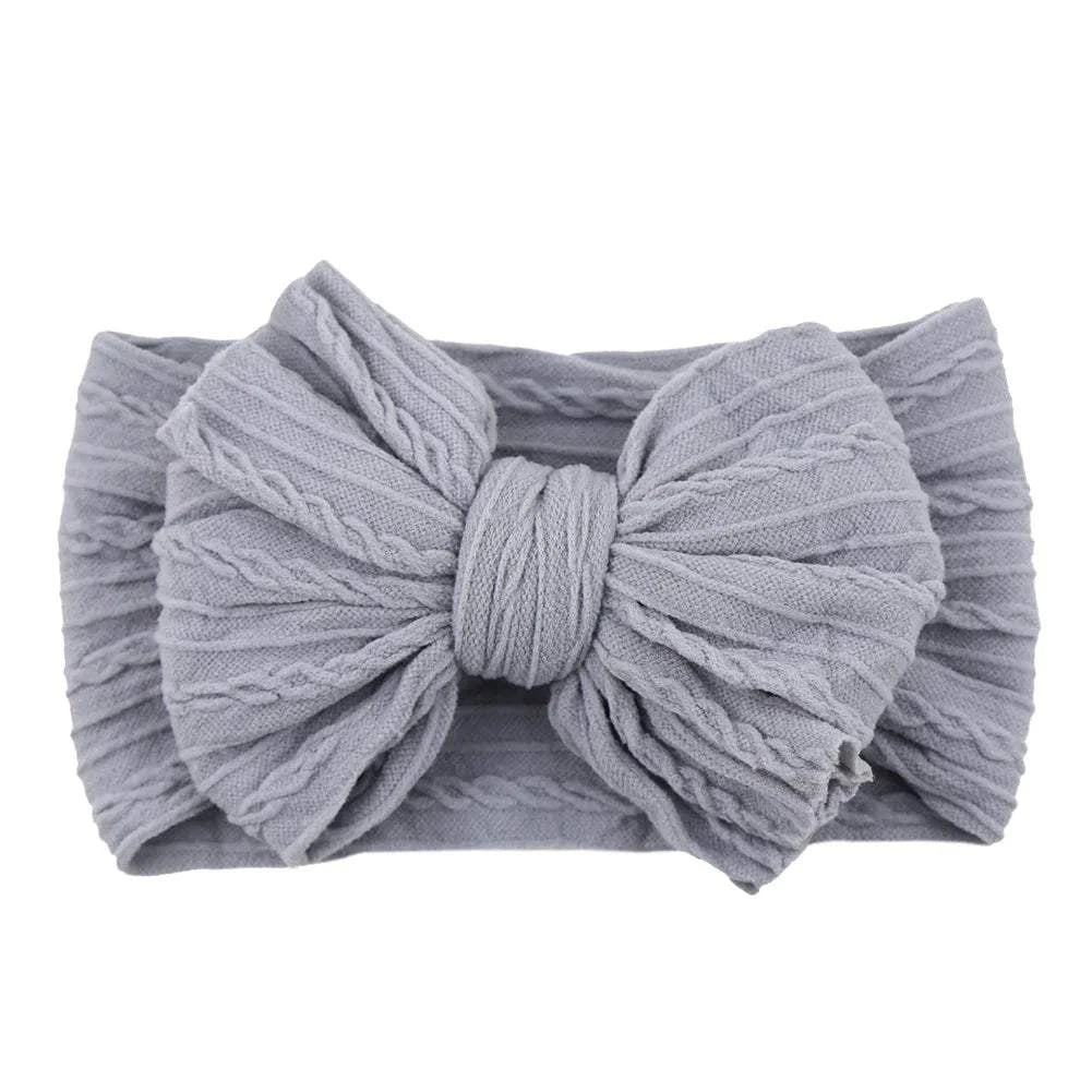 Newborn Solid Cable Baby Bow Headband for Child