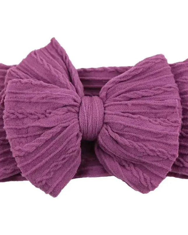 Newborn Solid Cable Baby Bow Headband for Child - Plush Fashion Shop #