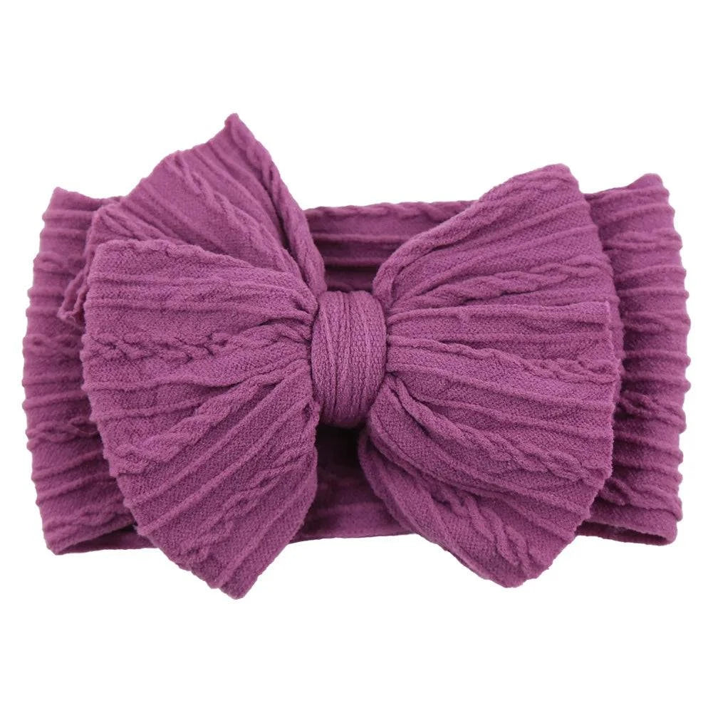 Newborn Solid Cable Baby Bow Headband for Child