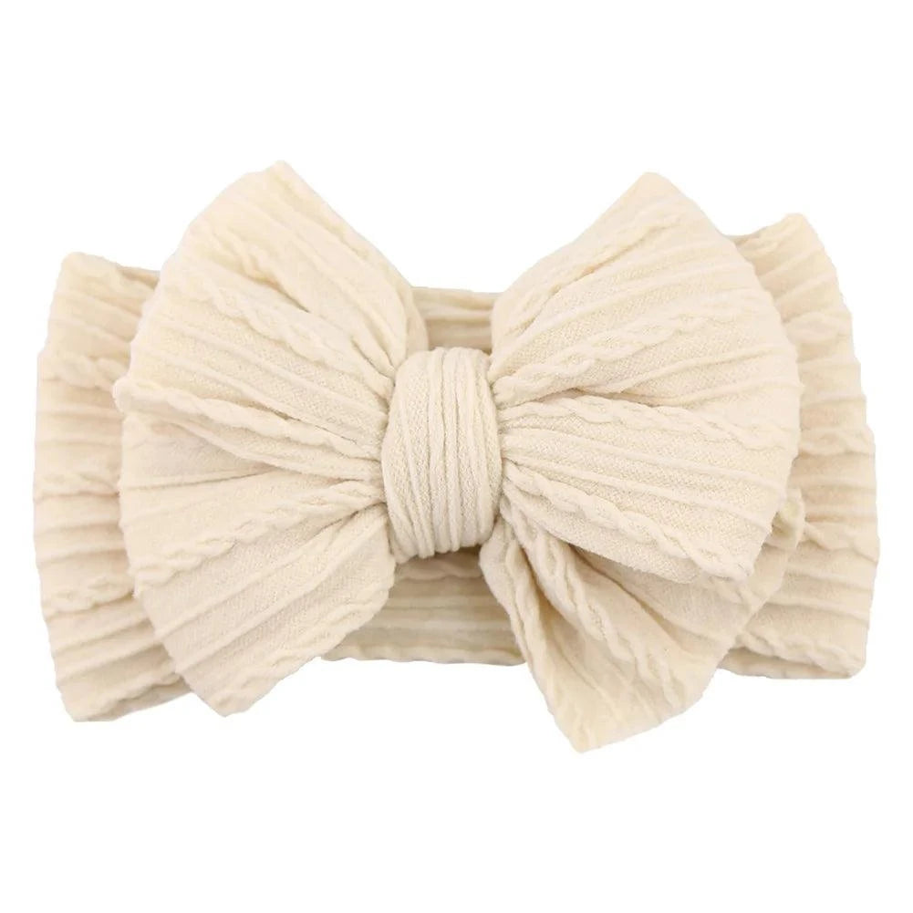 Newborn Solid Cable Baby Bow Headband for Child