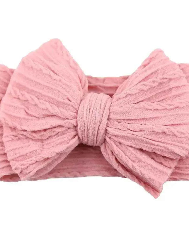 Newborn Solid Cable Baby Bow Headband for Child - Plush Fashion Shop #