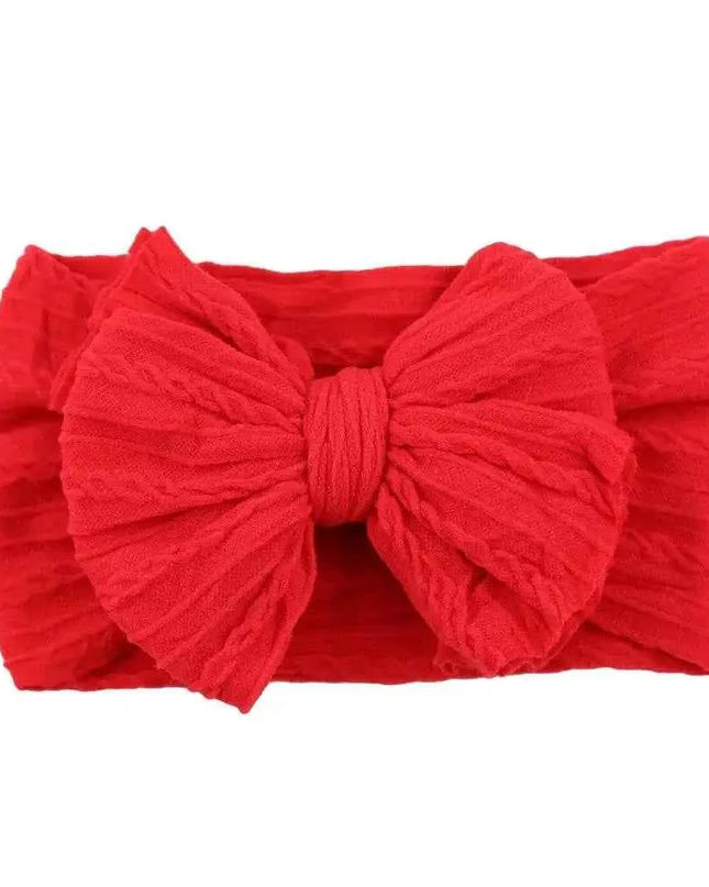 Newborn Solid Cable Baby Bow Headband for Child - Plush Fashion Shop #