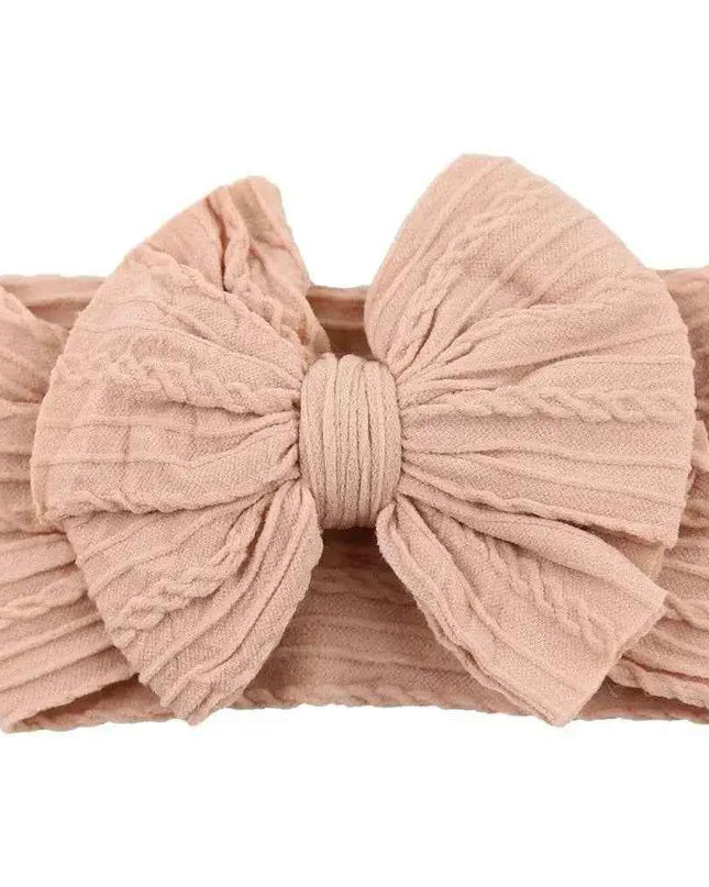 Newborn Solid Cable Baby Bow Headband for Child - Plush Fashion Shop #