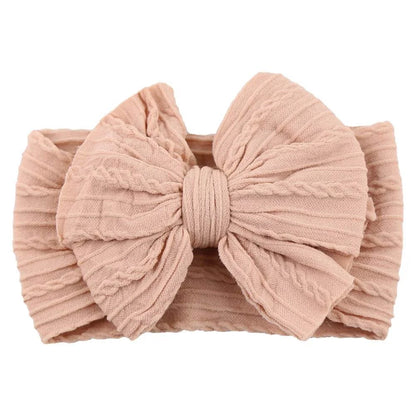 Newborn Solid Cable Baby Bow Headband for Child